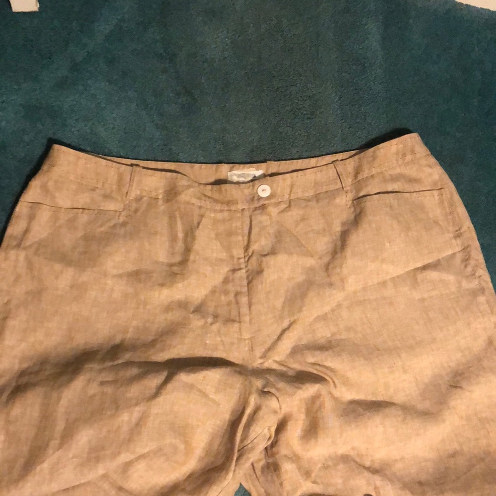 Top stitched linen pants